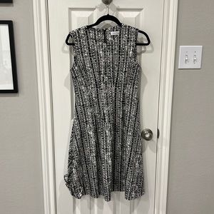 Calvin Klein black and white geometric dress.
